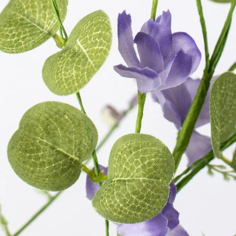 Lavender Fabric Flower Eucalyptus 31" Faux Floral Spray - Image 2