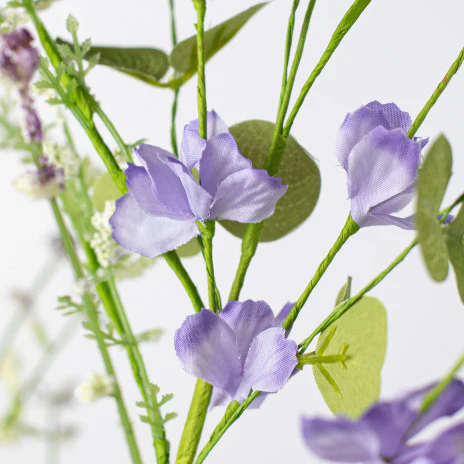 Lavender Fabric Flower Eucalyptus 31" Faux Floral Spray - Image 3