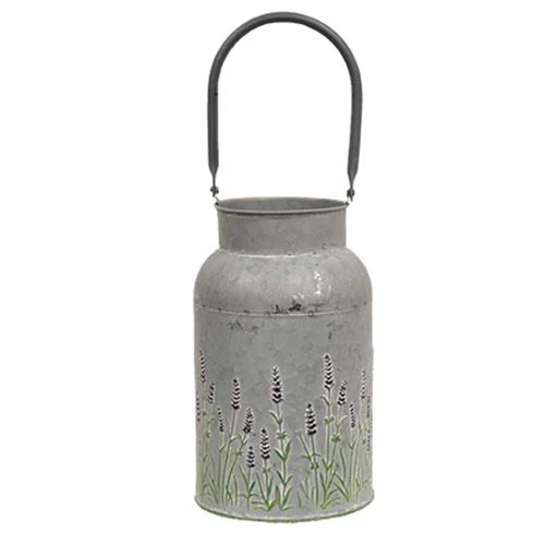 Lavender Flower Embossed 9" H Milk Can - Image 2