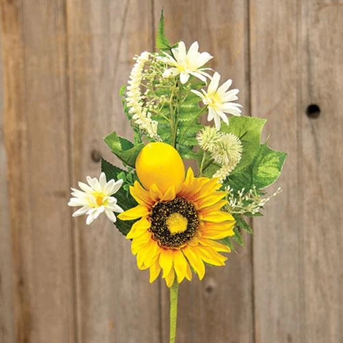 💙 Lemon Sunflower & Daisy 18" Faux Floral Spray