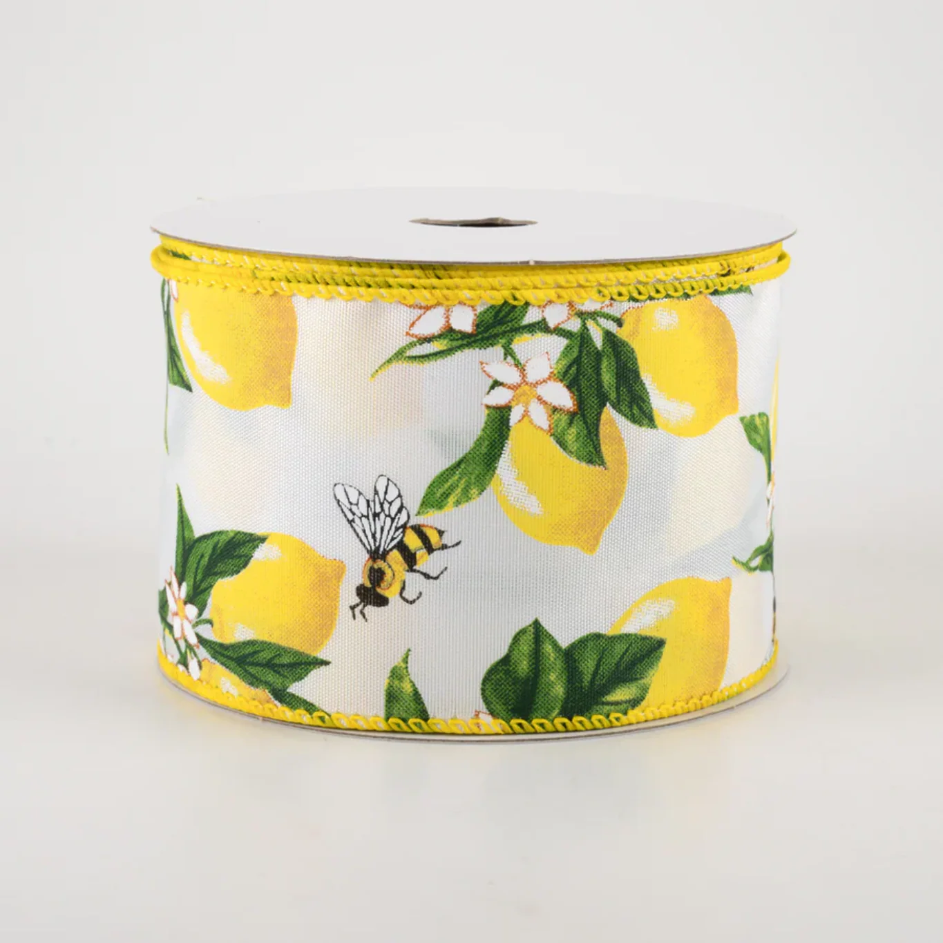 ๐ Lemons & Bees White Satin Ribbon 2.5" x 10 Yards - Image 2