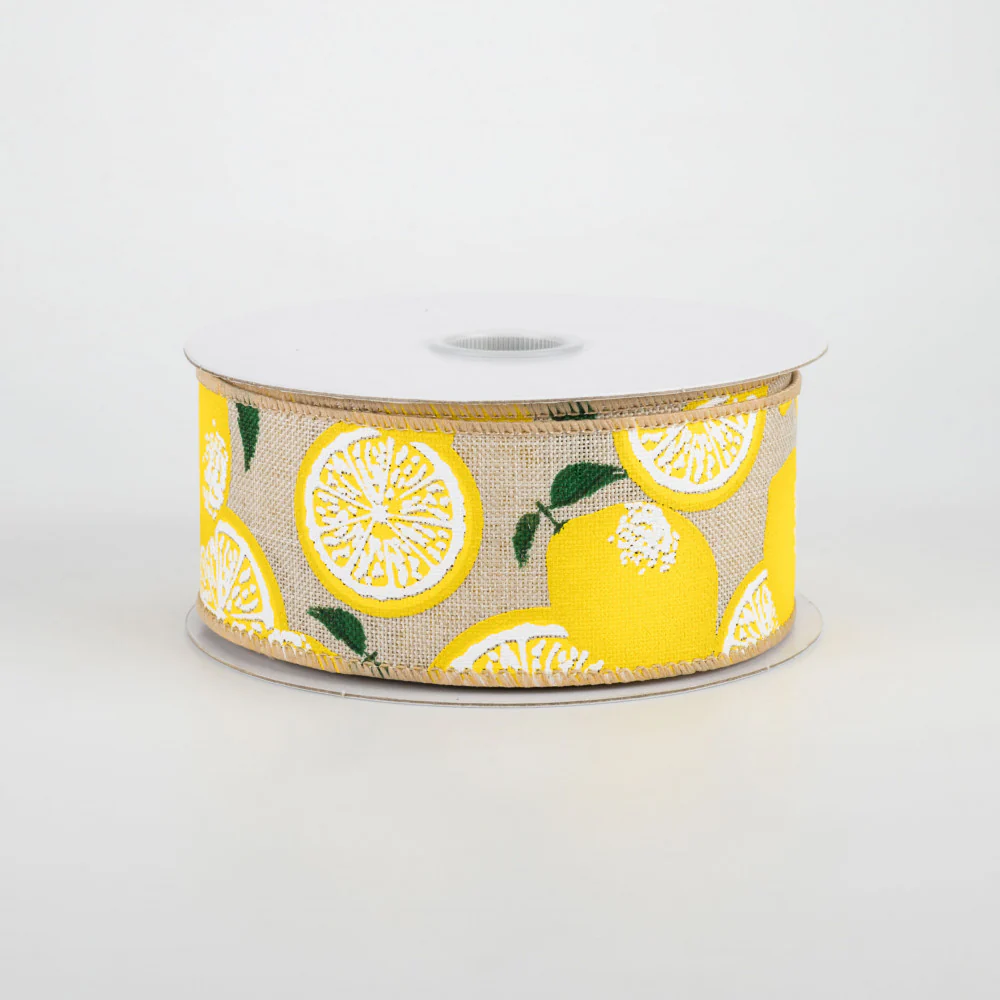 ๐ ๐ฅ Lemons on Tan Ribbon 1.5" x 10 yards - Image 2