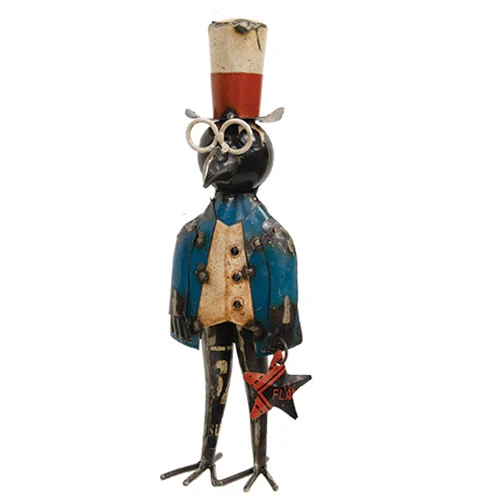 Leo the Americana Crow 12" Rustic Metal Figure