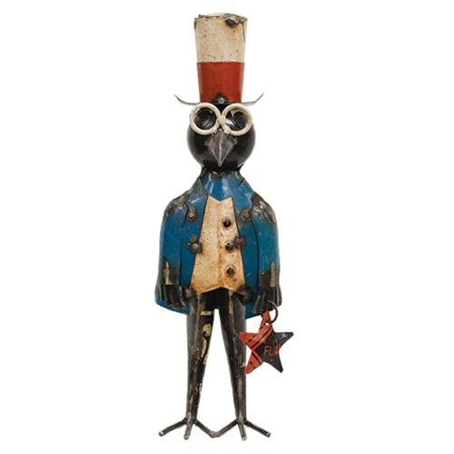 Leo the Americana Crow 12" Rustic Metal Figure - Image 2