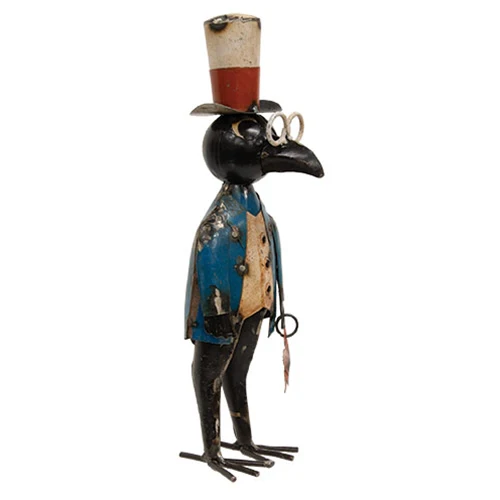 Leo the Americana Crow 12" Rustic Metal Figure - Image 3