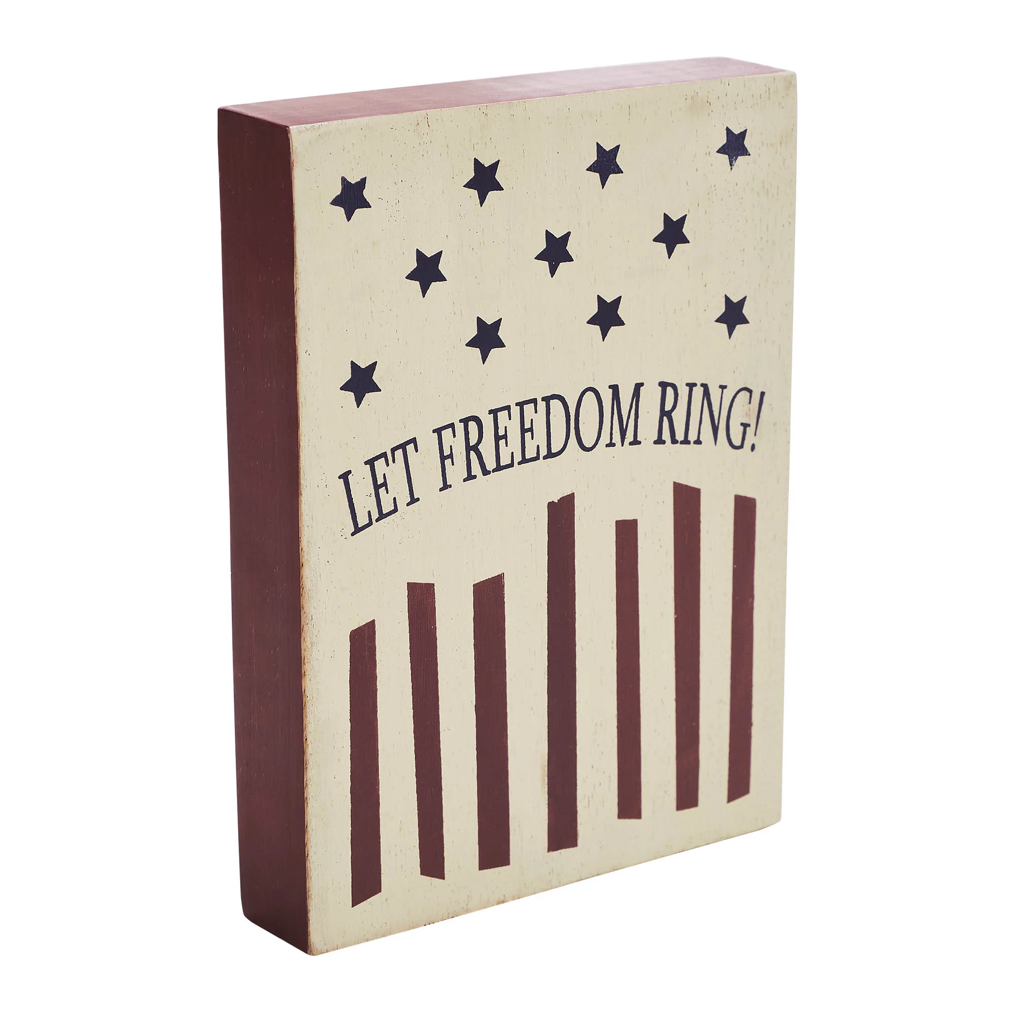 Let Freedom Ring 8" Wooden Block Sign - Image 4