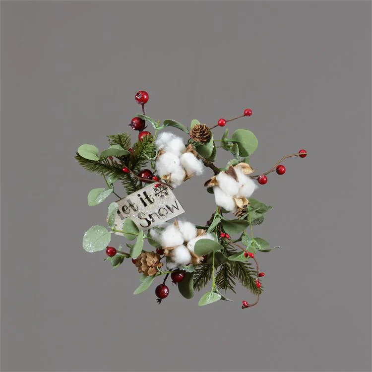 ๐ Let it Snow Cotton Berries & Cones Small 10" Wreath