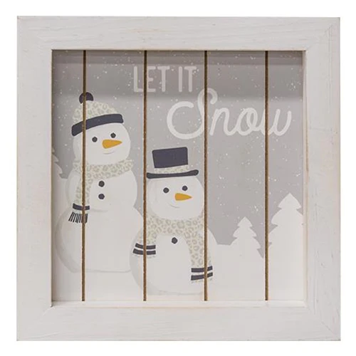 Let It Snow Framed Shiplap Snowman 7.25" Sign - Image 2