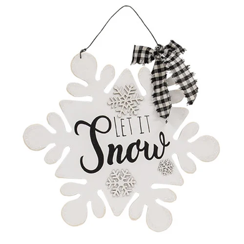 Let it Snow Glittered Snowflake Sign - Image 2