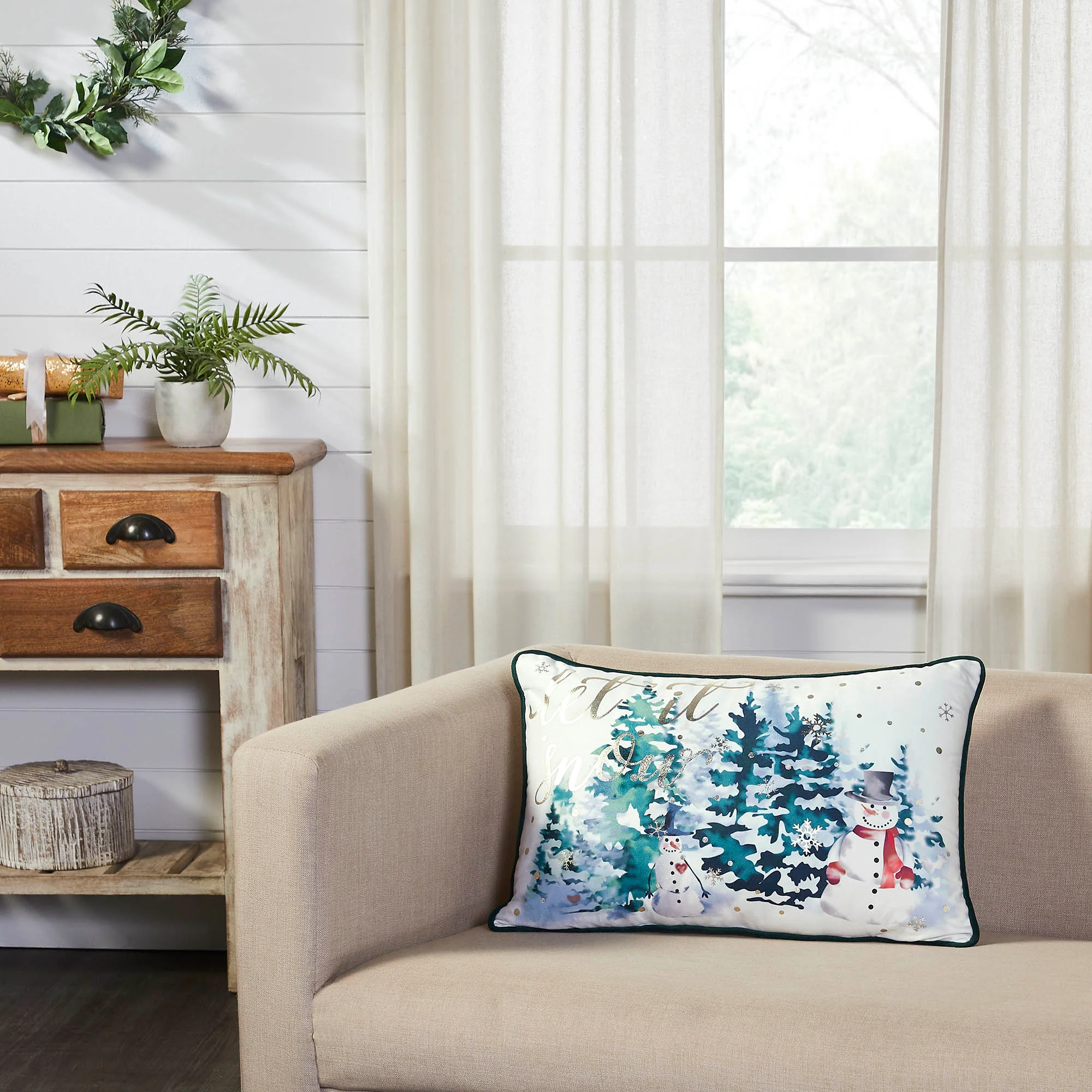 Let It Snow Snowmen and Trees Accent Pillow - Image 2