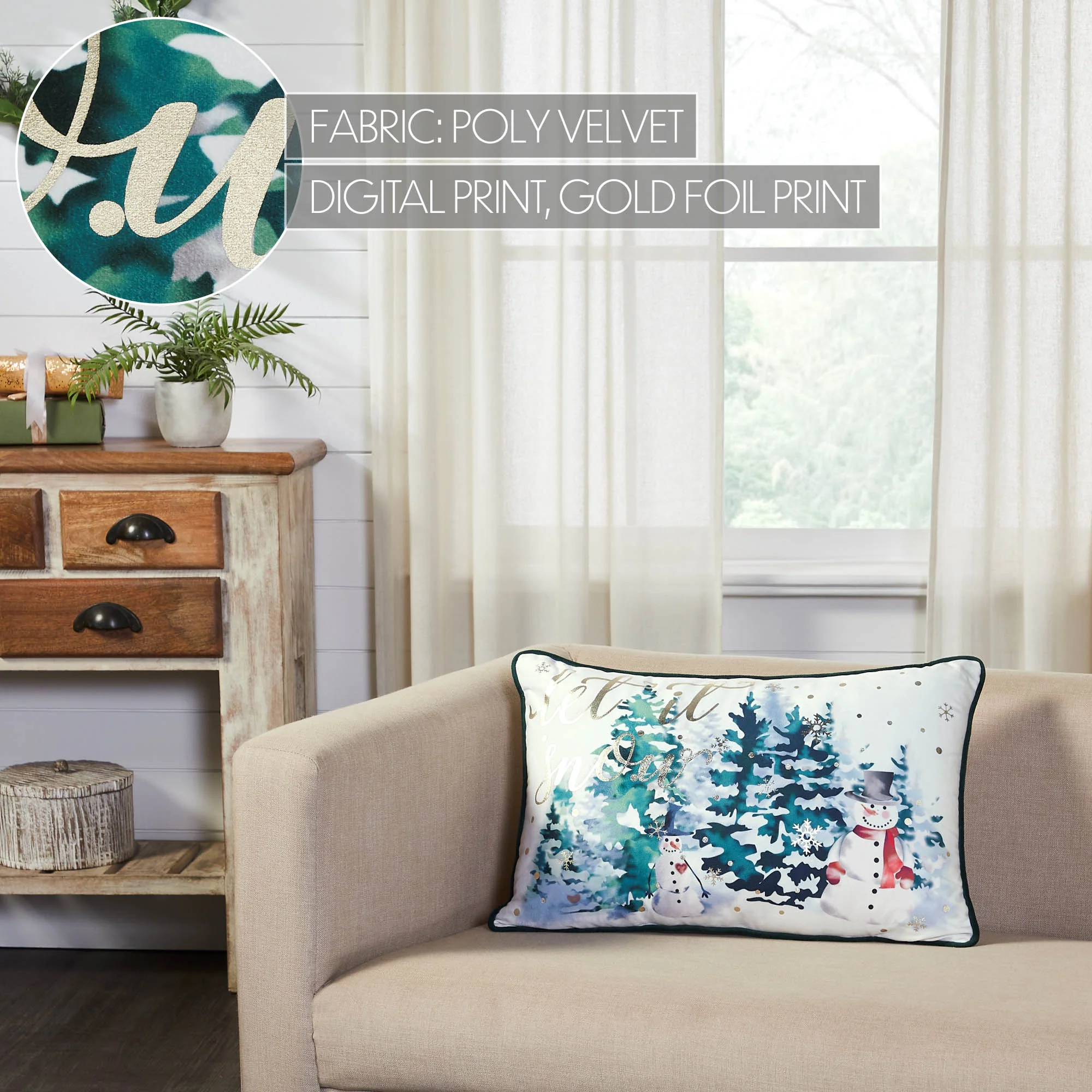 Let It Snow Snowmen and Trees Accent Pillow - Image 4
