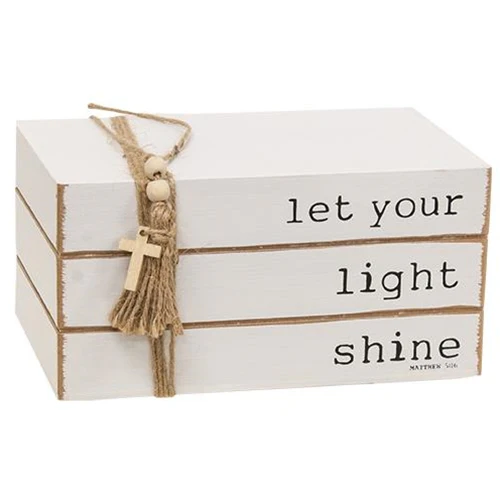 Let Your Light Shine Wooden Book Stack - Image 2