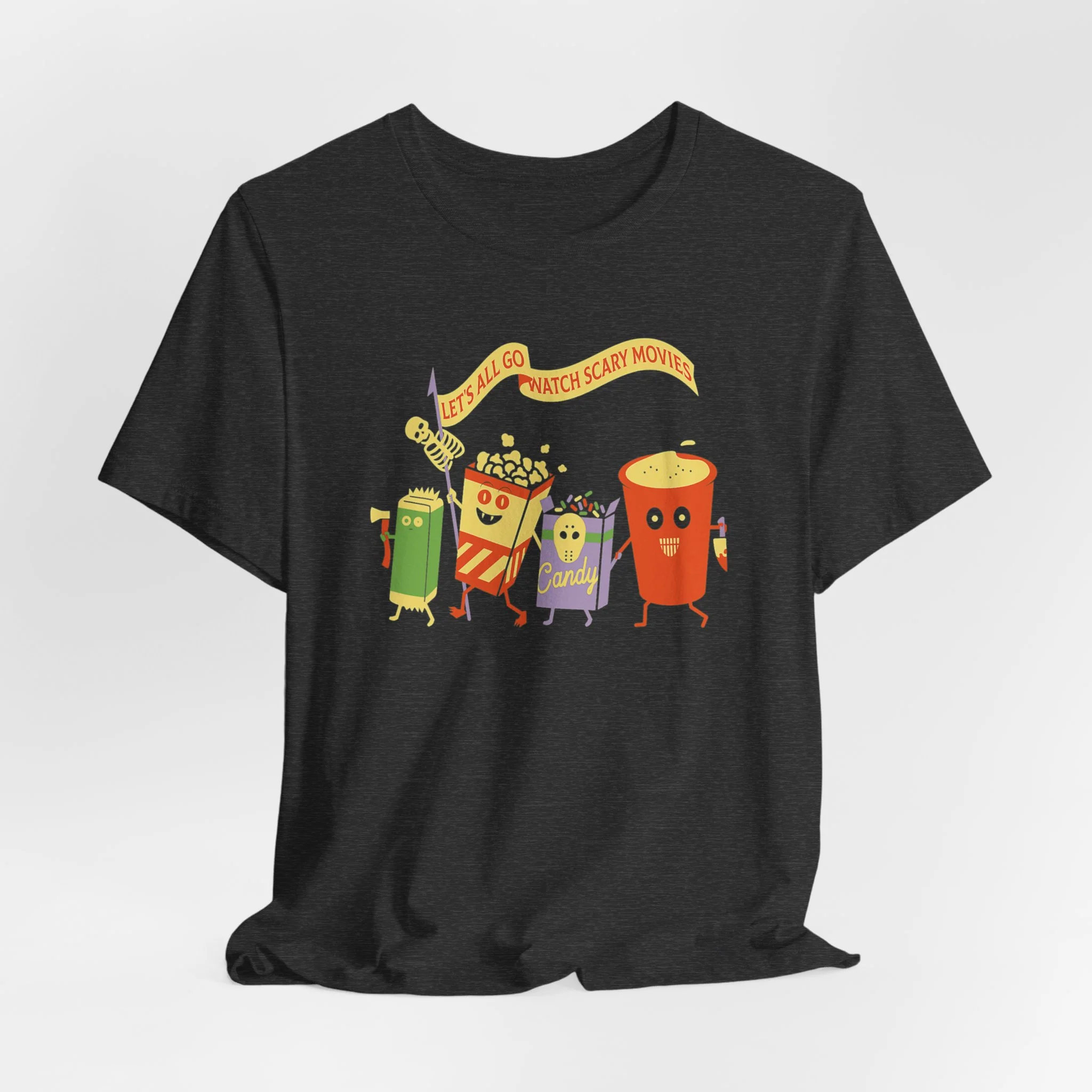 Let's All Go Watch Scary Movies Halloween Cozy T-Shirt - Image 2