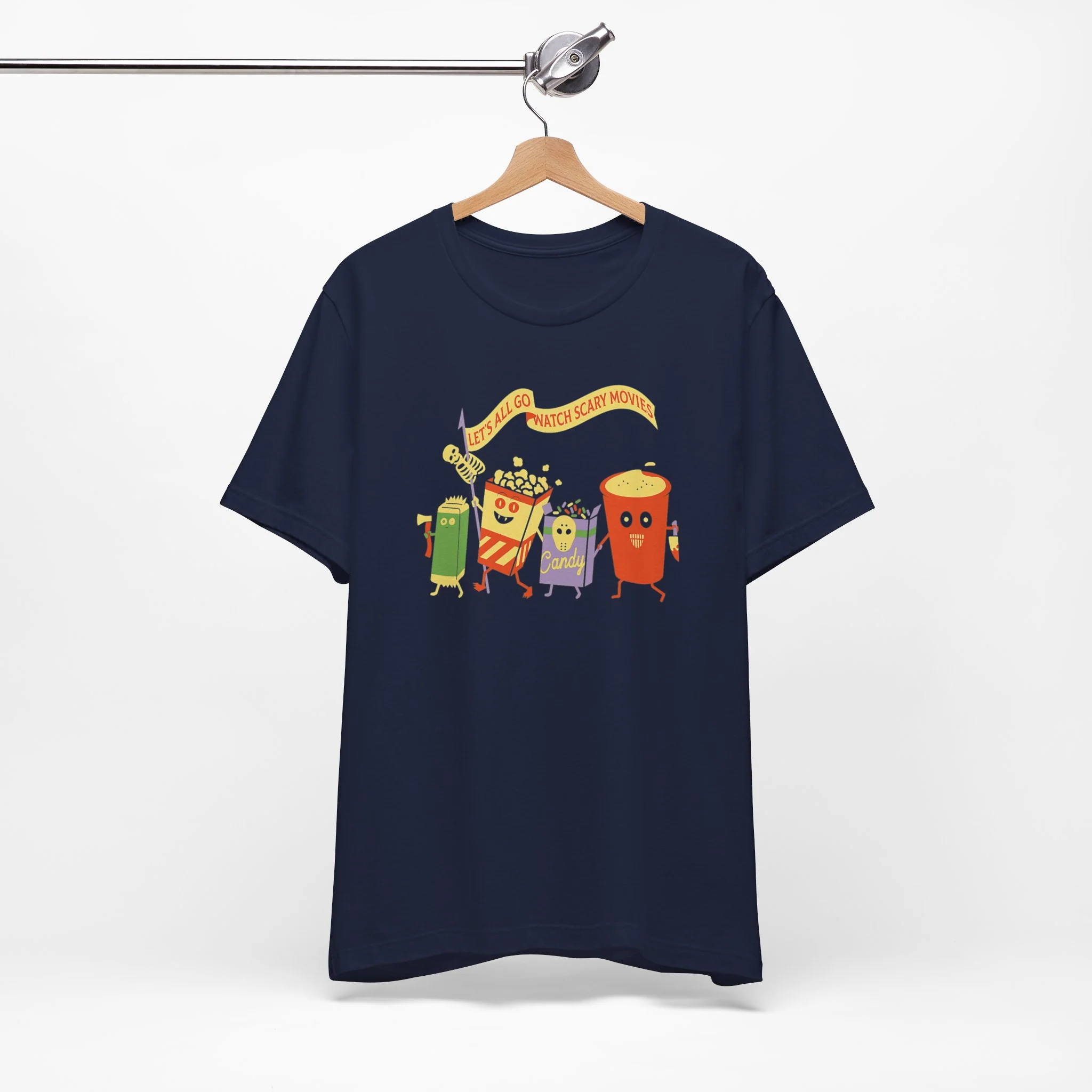 Let's All Go Watch Scary Movies Halloween Cozy T-Shirt - Image 3