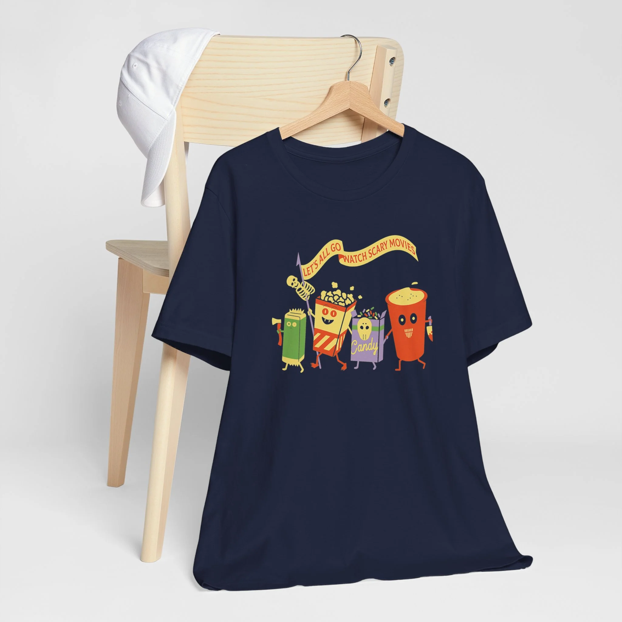 Let's All Go Watch Scary Movies Halloween Cozy T-Shirt - Image 4