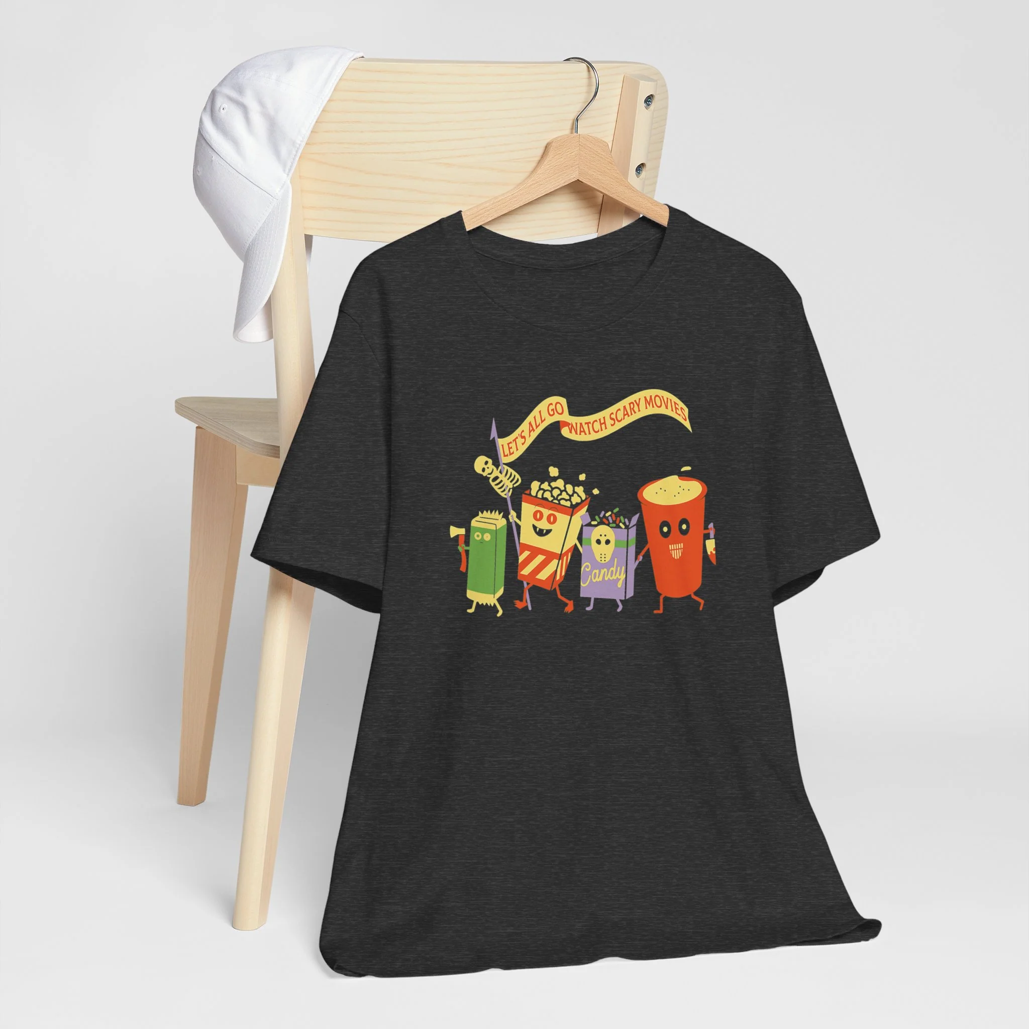 Let's All Go Watch Scary Movies Halloween Cozy T-Shirt - Image 7