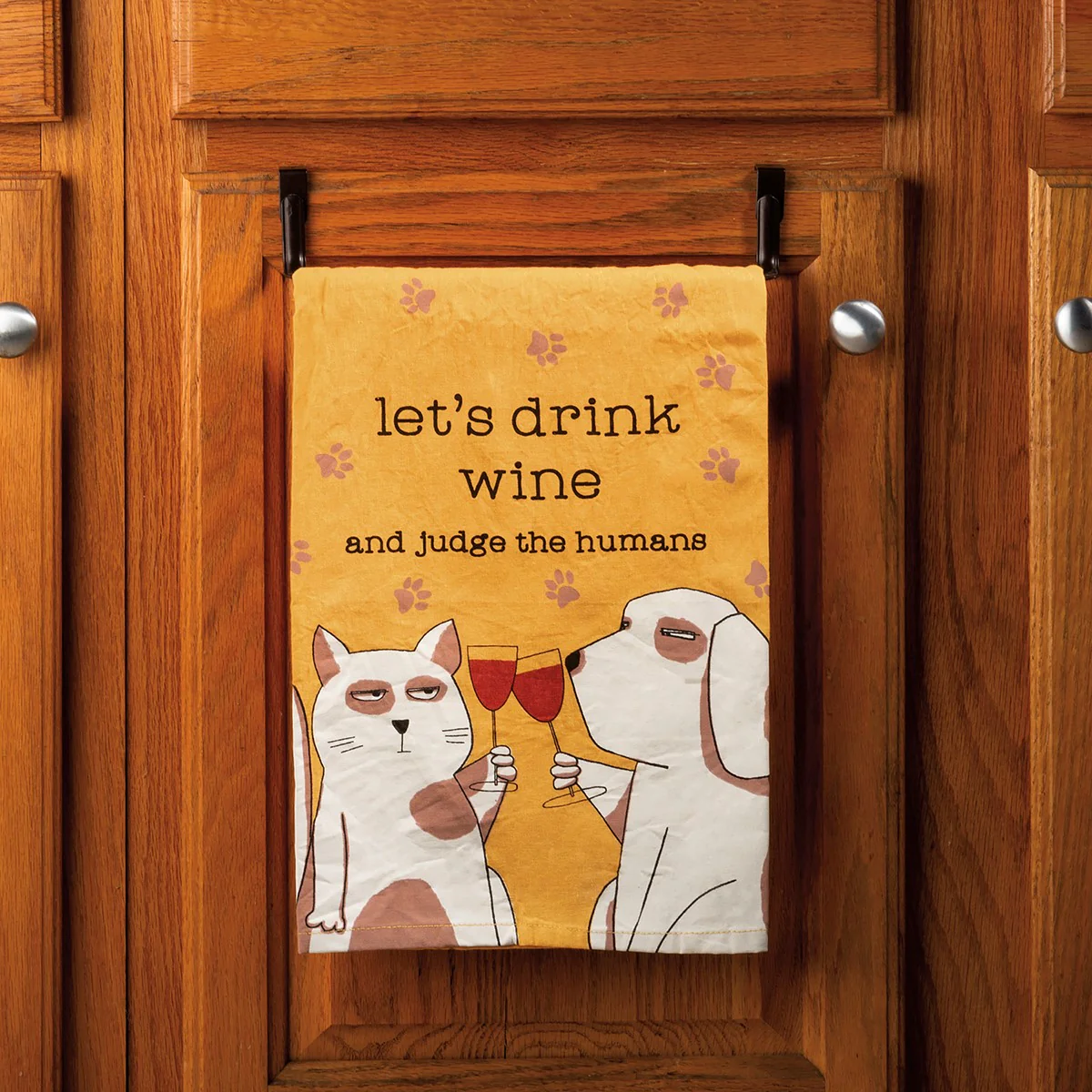 Let's Drink Wine And Judge The Humans Cat and Dog Kitchen Towel - Image 2
