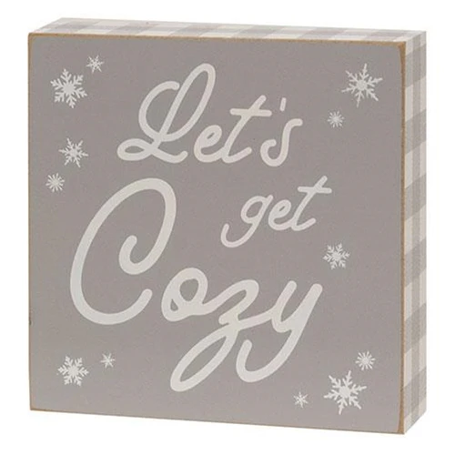 Let's Get Cozy 6" Wooden Box Sign