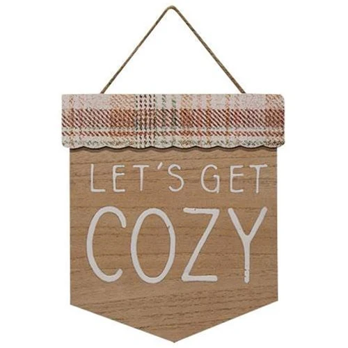 Let's Get Cozy Fall Plaid Wood Sign - Image 2