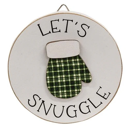 Let's Snuggle Winter Mitten Small Circle Easel Sign - Image 2