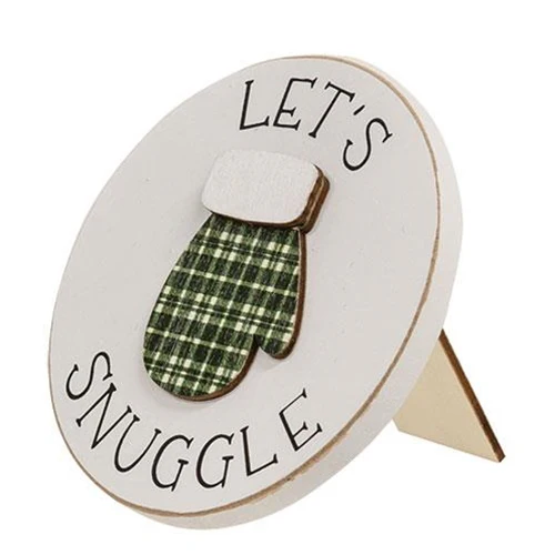 Let's Snuggle Winter Mitten Small Circle Easel Sign - Image 3