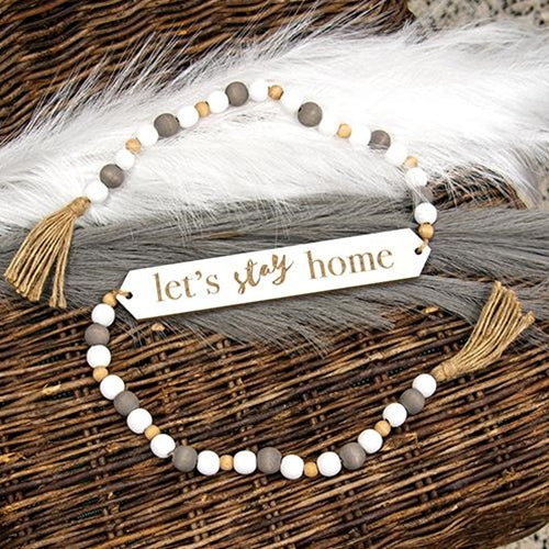 Let's Stay Home 47" Farmhouse Wooden Bead Garland - Image 2