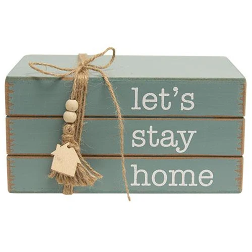 Let's Stay Home Wooden Book Stack - Image 2