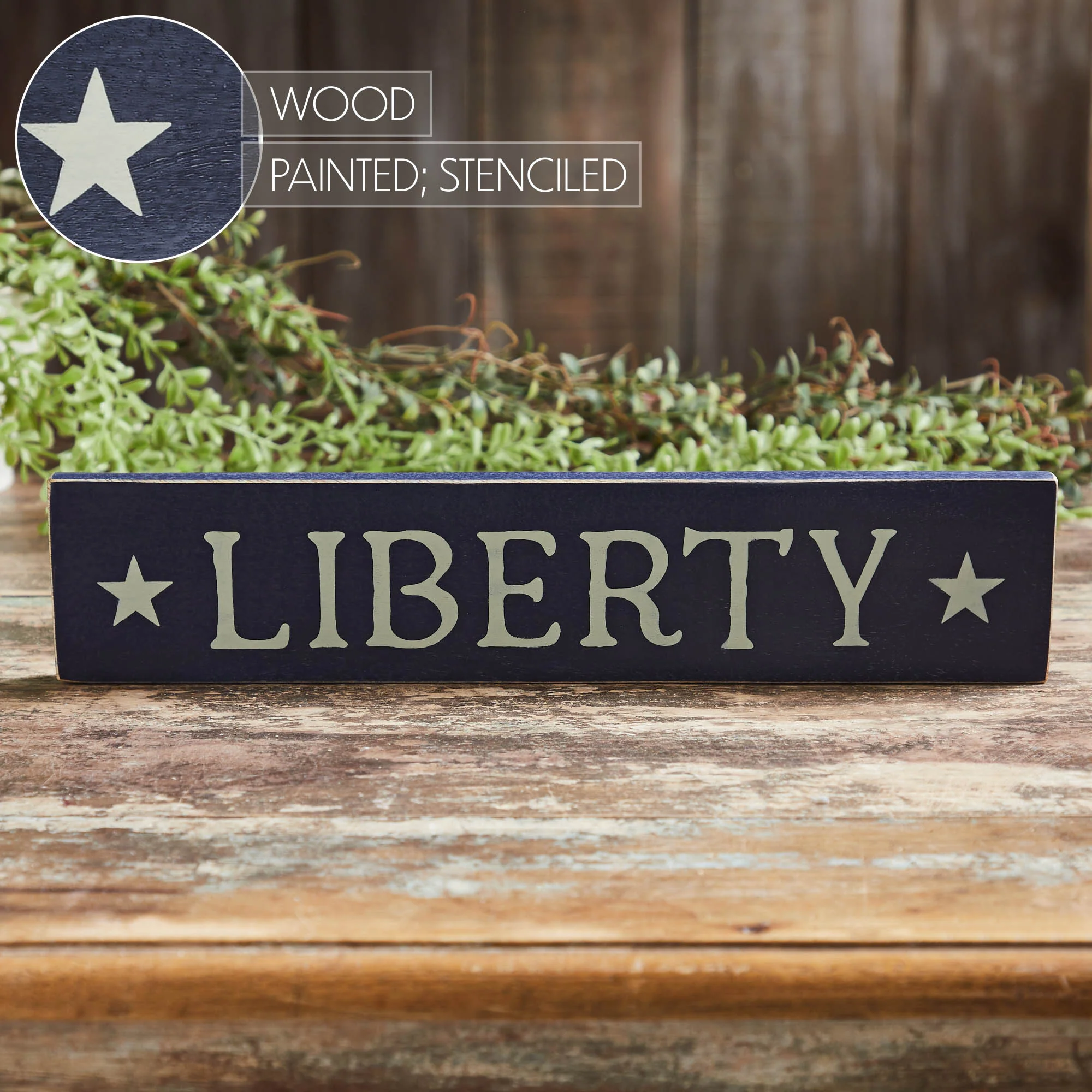 Liberty Stars 13" Navy Wooden Sign - Image 6
