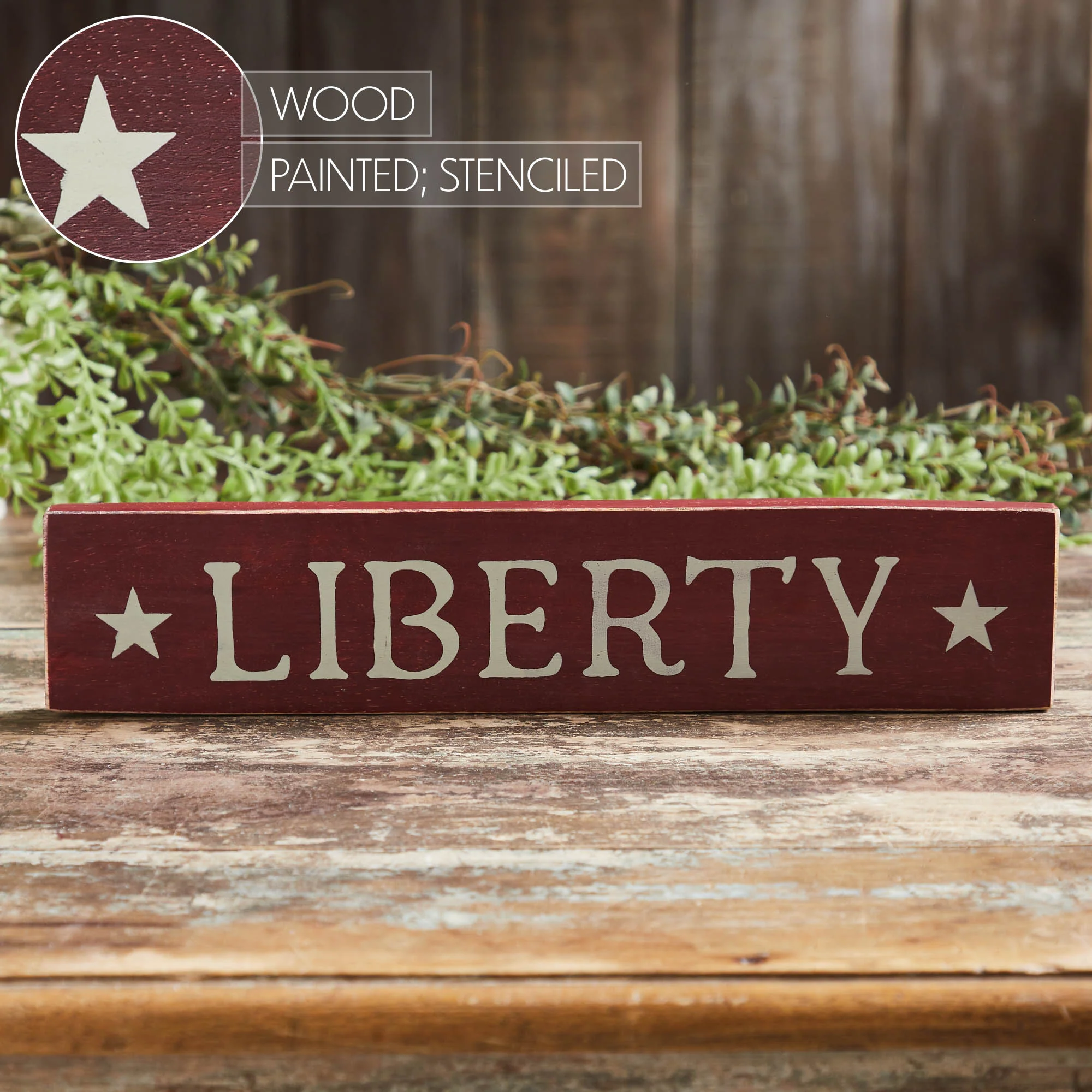 Liberty Stars 14" Burgundy Wooden Sign - Image 3