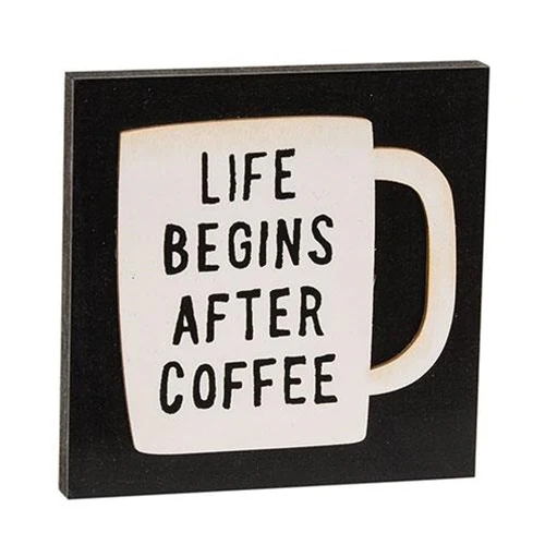 ๐ Life Begins After Coffee 4.5" Square Block