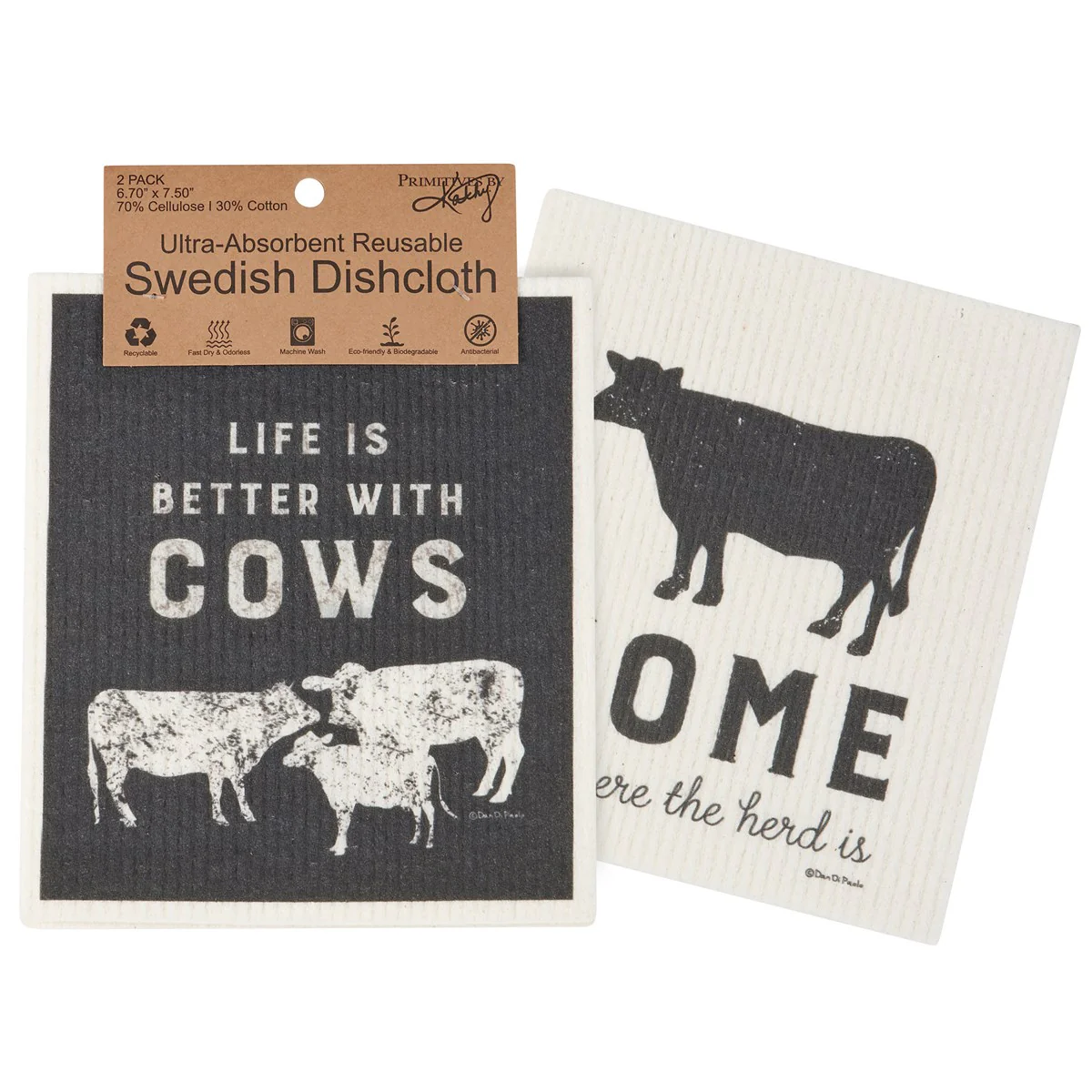 Life if Better with Cows Swedish Dishcloth Set