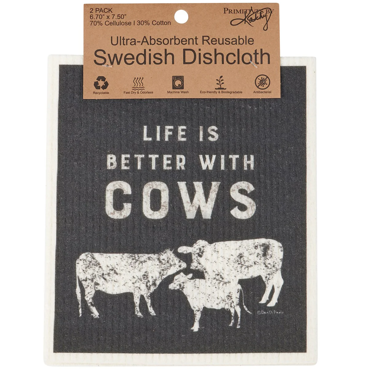Life if Better with Cows Swedish Dishcloth Set - Image 3