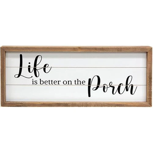 Life Is Better on the Porch Framed Shiplap 19" Sign - Image 2
