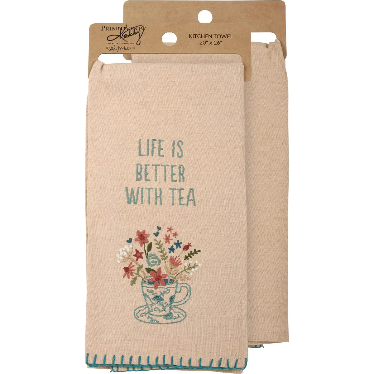 Life Is Better With Tea Embroidered Kitchen Towel - Image 2