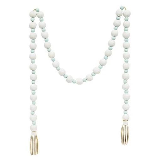 Light Blue & White Farmhouse Bead Garland 49" Long