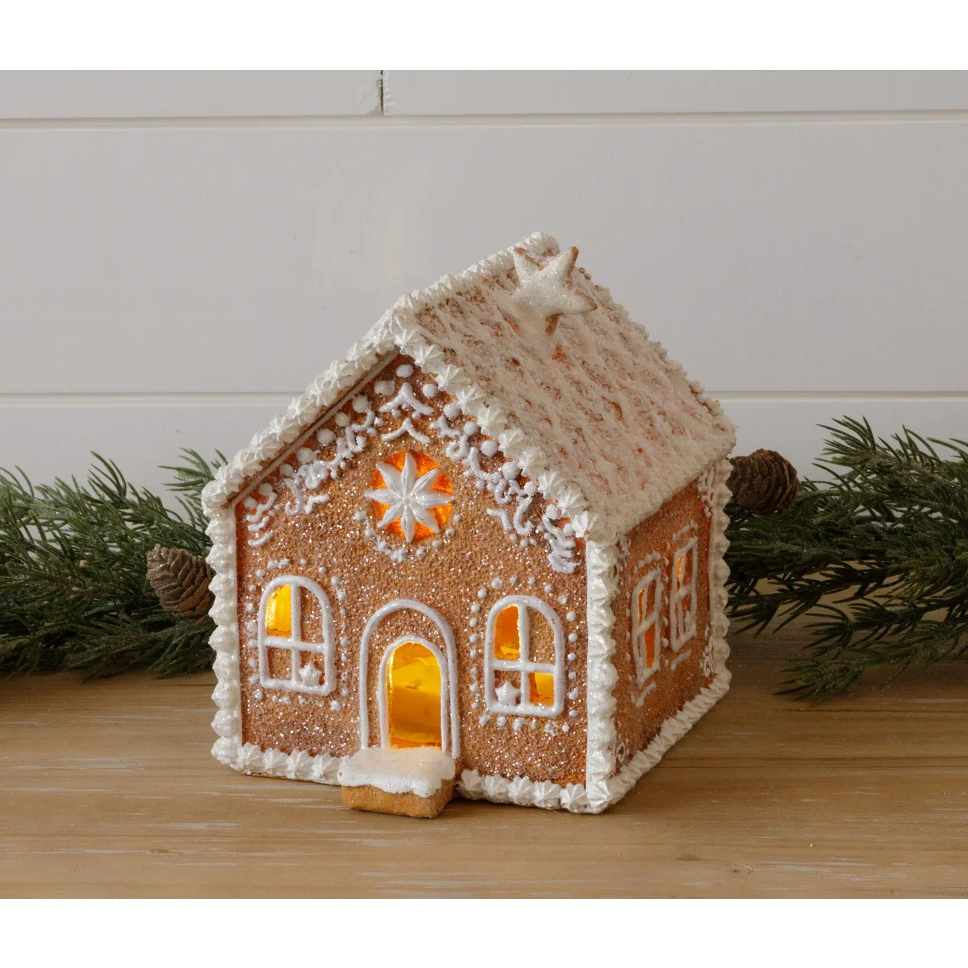 Lighted Gingerbread House With Snowy Roof 6.5" H - Image 3