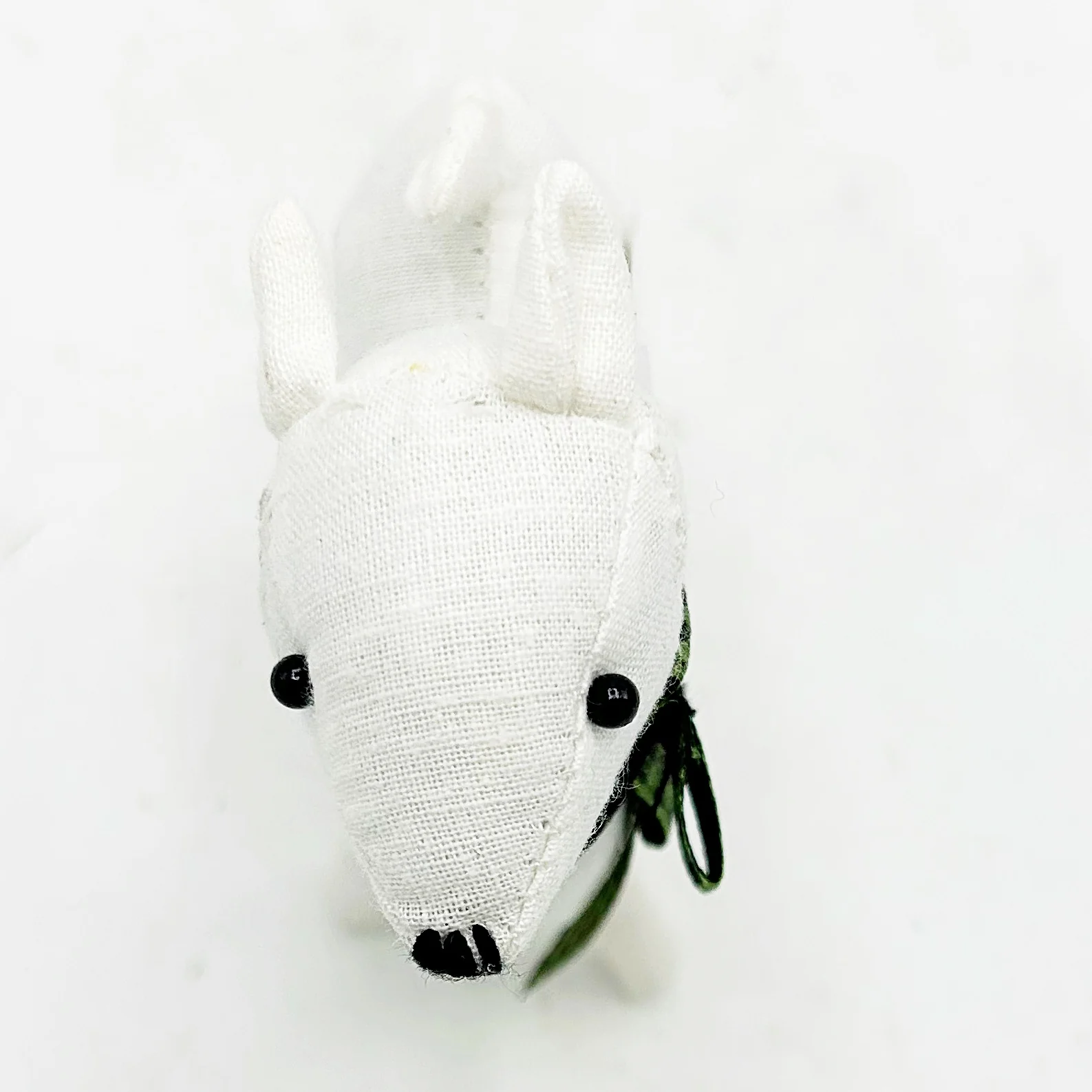 π Little Deer With Christmas Green and Black Plaid Scarf Fabric Figure - Image 6