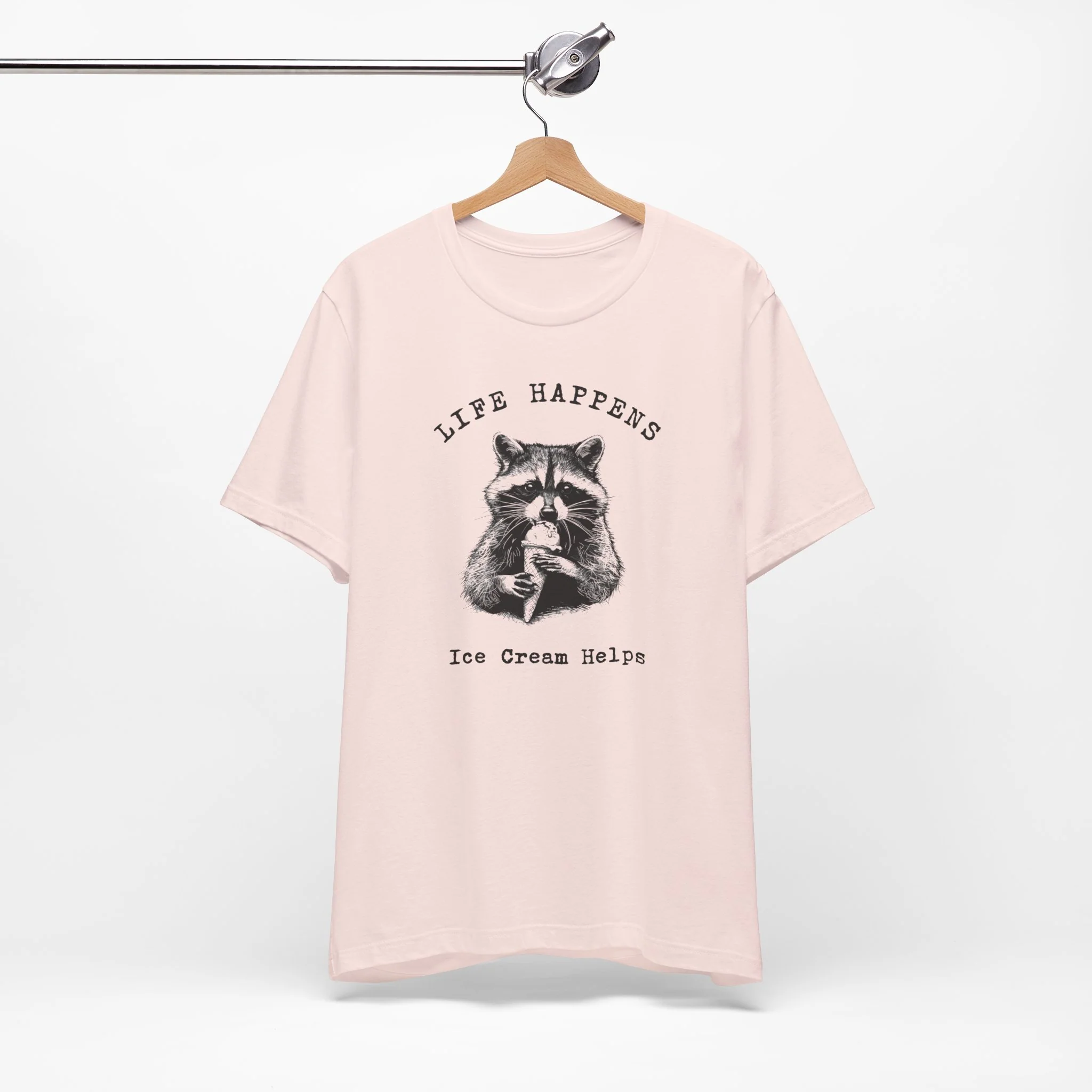 💙 Life Happens Ice Cream Helps Raccoon Cozy T-Shirt