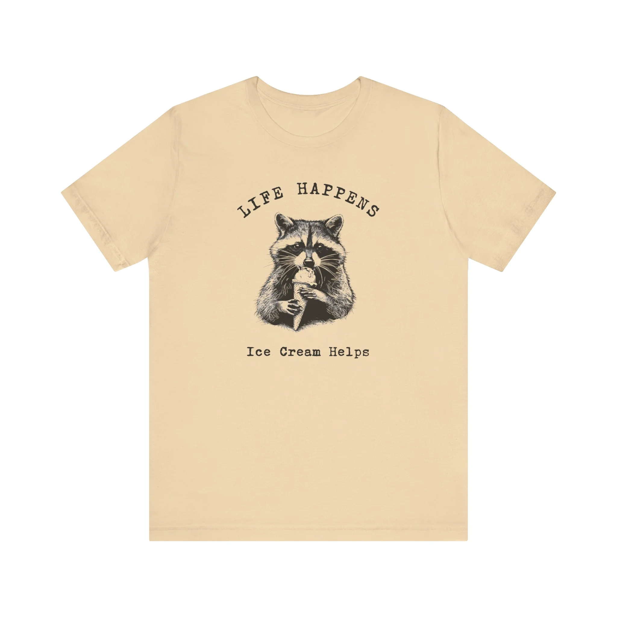 💙 Life Happens Ice Cream Helps Raccoon Cozy T-Shirt - Image 11