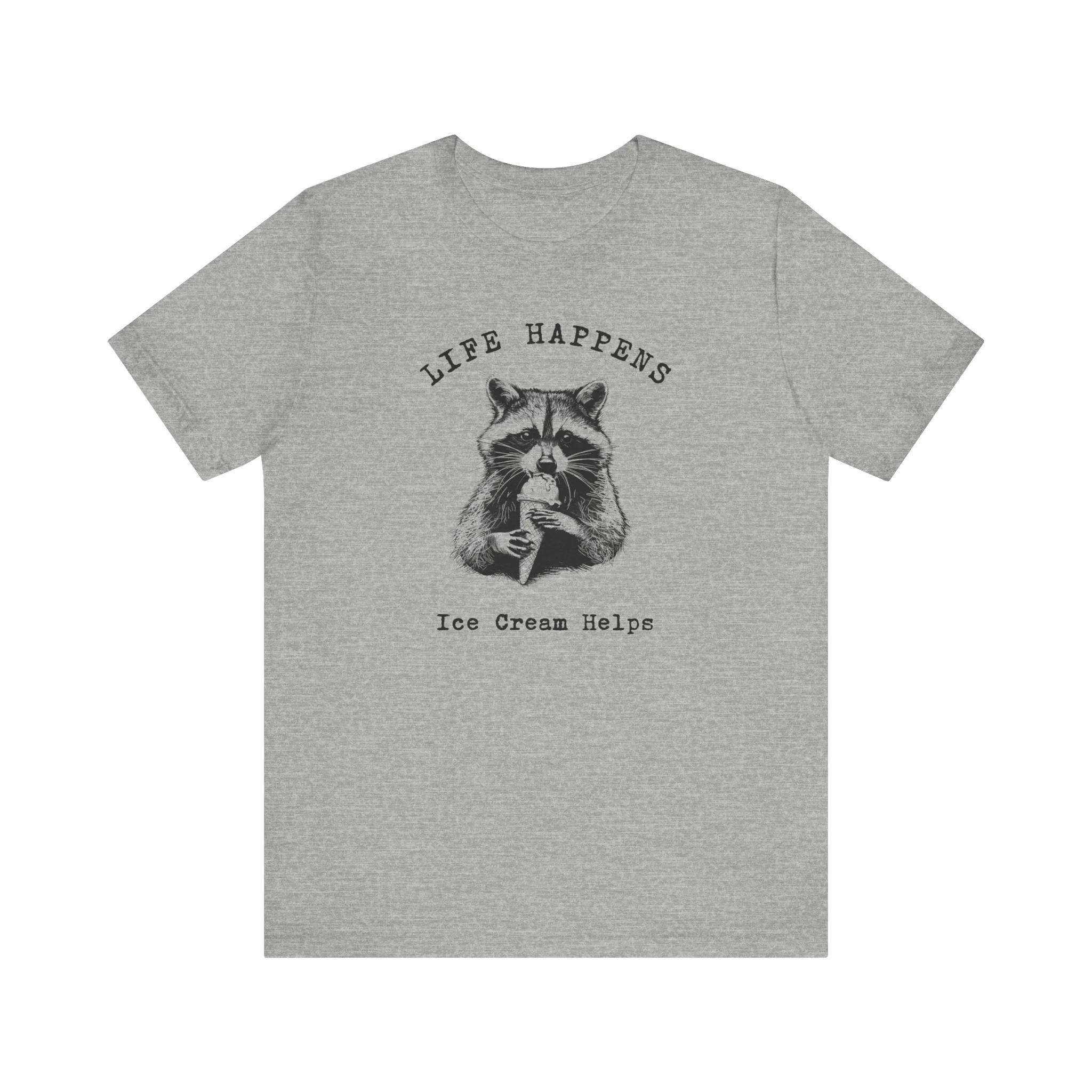 💙 Life Happens Ice Cream Helps Raccoon Cozy T-Shirt - Image 8