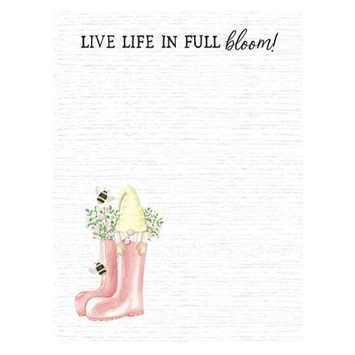 💙 Live Life in Full Bloom Mini Notepad Gnome in Rain Boots with Bees