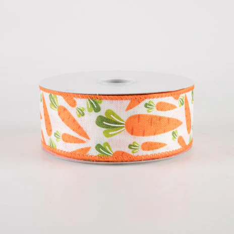 Loads of Carrots Ivory Ribbon 1.5" x 10 Yards - Image 2