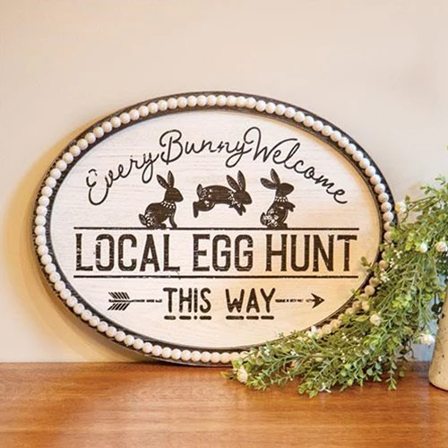 ๐ Local Egg Hunt This Way Beaded Sign