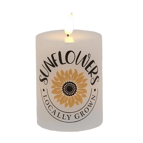 ๐ Locally Grown Sunflowers LED Pillar Candle 3" x 4" - Image 2