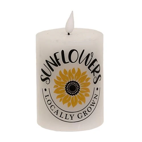 ๐ Locally Grown Sunflowers LED Pillar Candle 3" x 4" - Image 3