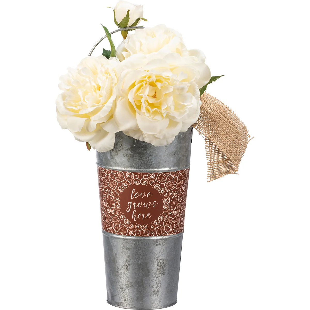 Surprise Me Sale 🤭 💙 Love Grows Here 9" H Galvanized Bucket - Image 3