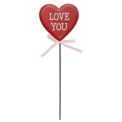 Love You Conversation Heart 14" Metal Plant Stake
