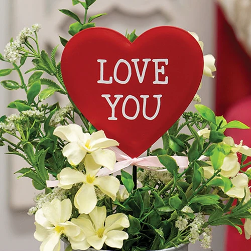Love You Conversation Heart 14" Metal Plant Stake - Image 2