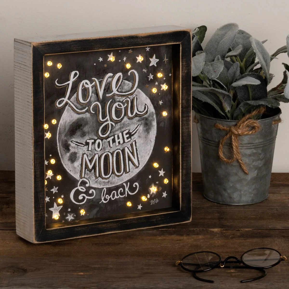 Love You To The Moon And Back Lighted Chalk Sign 9" H - Image 2