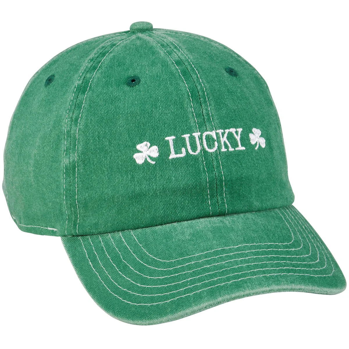 Lucky Shamrocks Distressed Green Baseball Cap